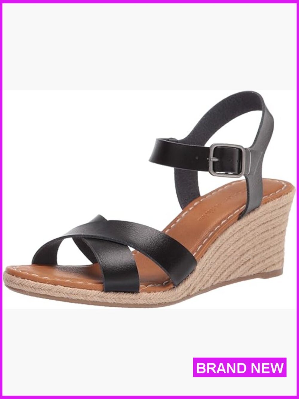 Espadrille Wedge Sandal with Adjustable Buckle Slingback Strap